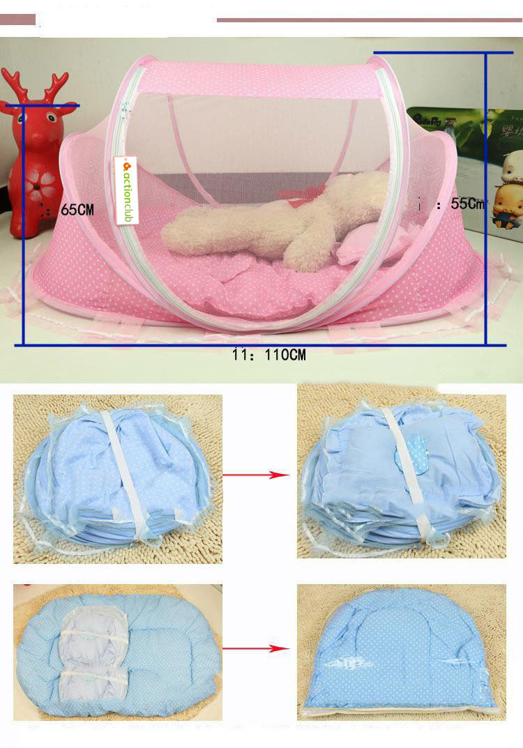 Foldable Baby Bed Net with Pillow (2-Piece Set)
