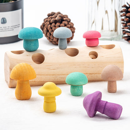 Wooden Simulation Mushroom Picking Game Toy