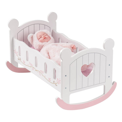 ROBOTIME Wooden Rocking Doll Cradle Bed (Fits 18" Dolls)